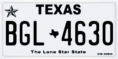 TX license plate BGL4630