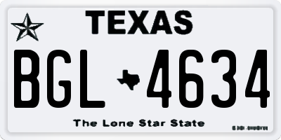 TX license plate BGL4634