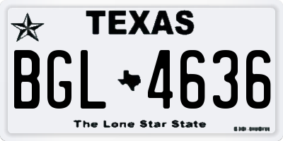 TX license plate BGL4636