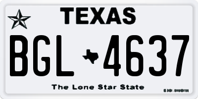 TX license plate BGL4637