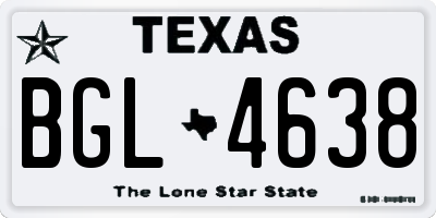 TX license plate BGL4638