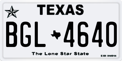 TX license plate BGL4640
