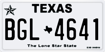 TX license plate BGL4641