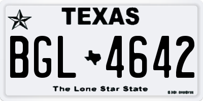TX license plate BGL4642