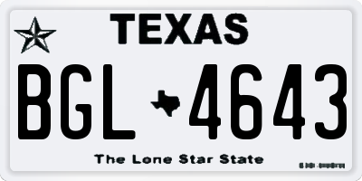 TX license plate BGL4643