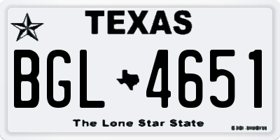 TX license plate BGL4651