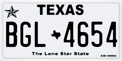 TX license plate BGL4654