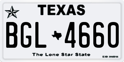 TX license plate BGL4660