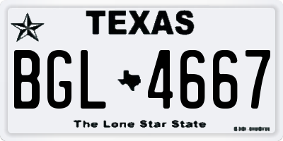 TX license plate BGL4667