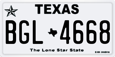 TX license plate BGL4668