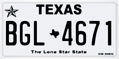 TX license plate BGL4671