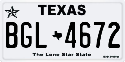 TX license plate BGL4672