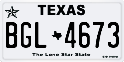 TX license plate BGL4673