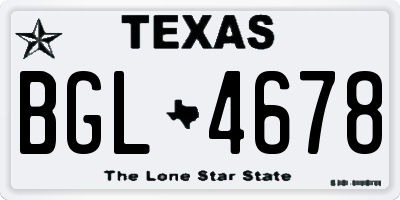TX license plate BGL4678