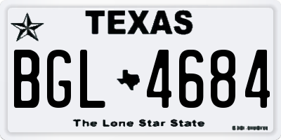 TX license plate BGL4684