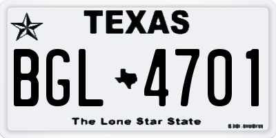 TX license plate BGL4701
