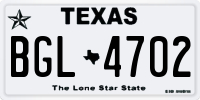 TX license plate BGL4702