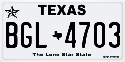 TX license plate BGL4703