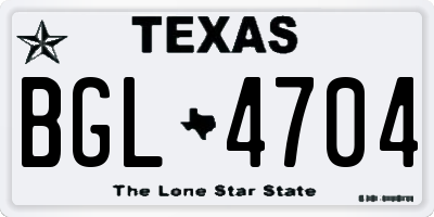 TX license plate BGL4704