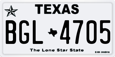 TX license plate BGL4705