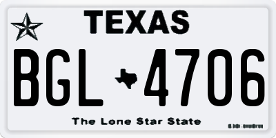 TX license plate BGL4706