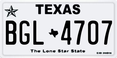 TX license plate BGL4707