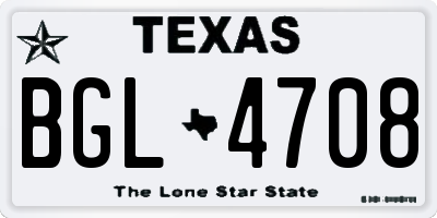 TX license plate BGL4708