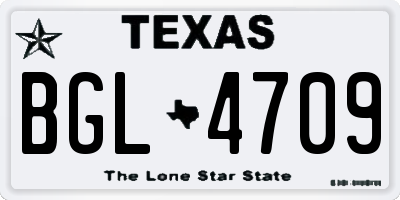 TX license plate BGL4709