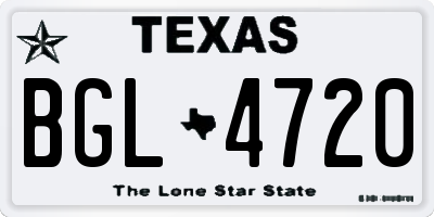 TX license plate BGL4720