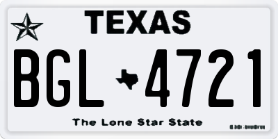 TX license plate BGL4721