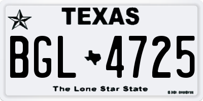 TX license plate BGL4725