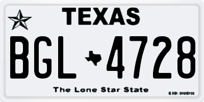 TX license plate BGL4728