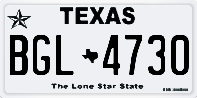 TX license plate BGL4730