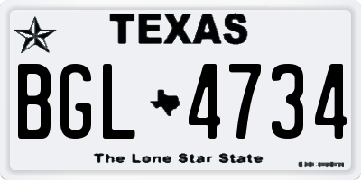 TX license plate BGL4734