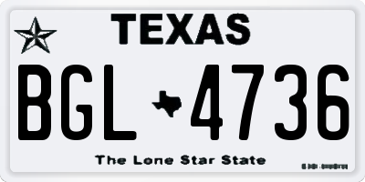 TX license plate BGL4736