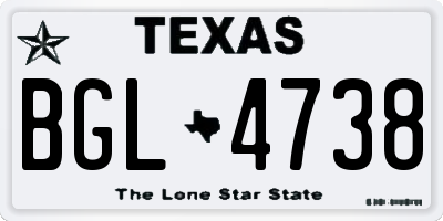 TX license plate BGL4738