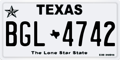 TX license plate BGL4742