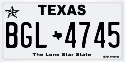 TX license plate BGL4745