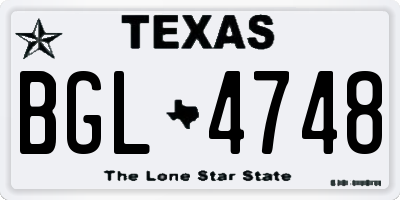 TX license plate BGL4748