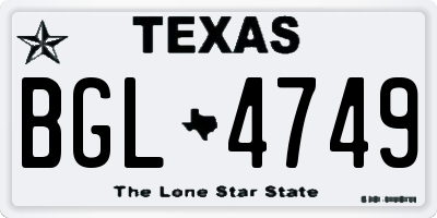 TX license plate BGL4749