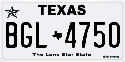 TX license plate BGL4750