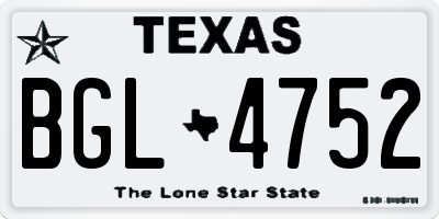 TX license plate BGL4752