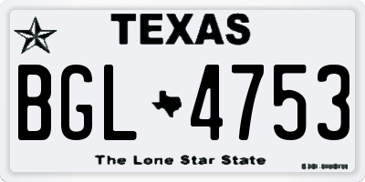 TX license plate BGL4753