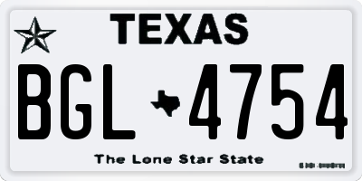 TX license plate BGL4754