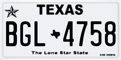 TX license plate BGL4758