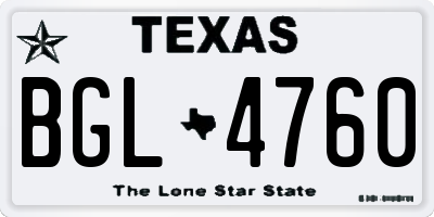 TX license plate BGL4760