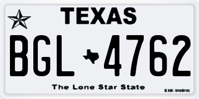 TX license plate BGL4762