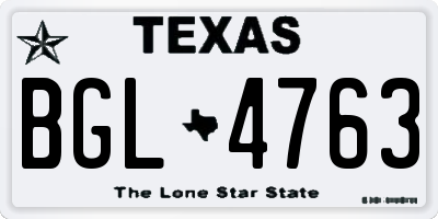 TX license plate BGL4763