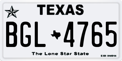 TX license plate BGL4765