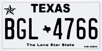 TX license plate BGL4766